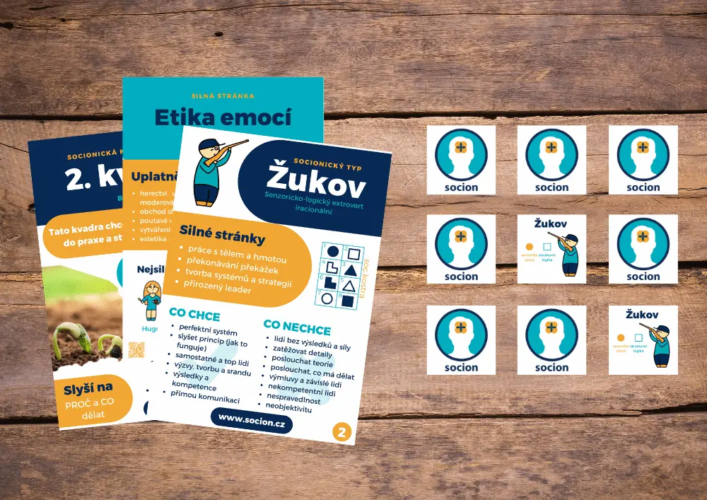 Eshop socionických produktů jako jsou socionické karty, pexeso aj.